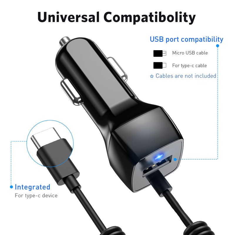 USB Car Phone Charger For Samsung S10 S9 Plus Car-charger Micro USB Type C Cable Fast Quick Charge For Xiaomi Huawei SONY