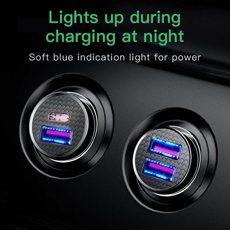 Car Charger USB Cigarette Lighter Quick Charge 4.0 QC3.0 PD Type C Fast Charging Phone Auto Charger Accessories