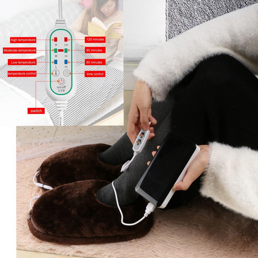 USB Feet Warmer Reliable Soft Portable Winter Electric Cold Relief Heating Shoes Home Heated Slipper Pad Heated Foot Warmers