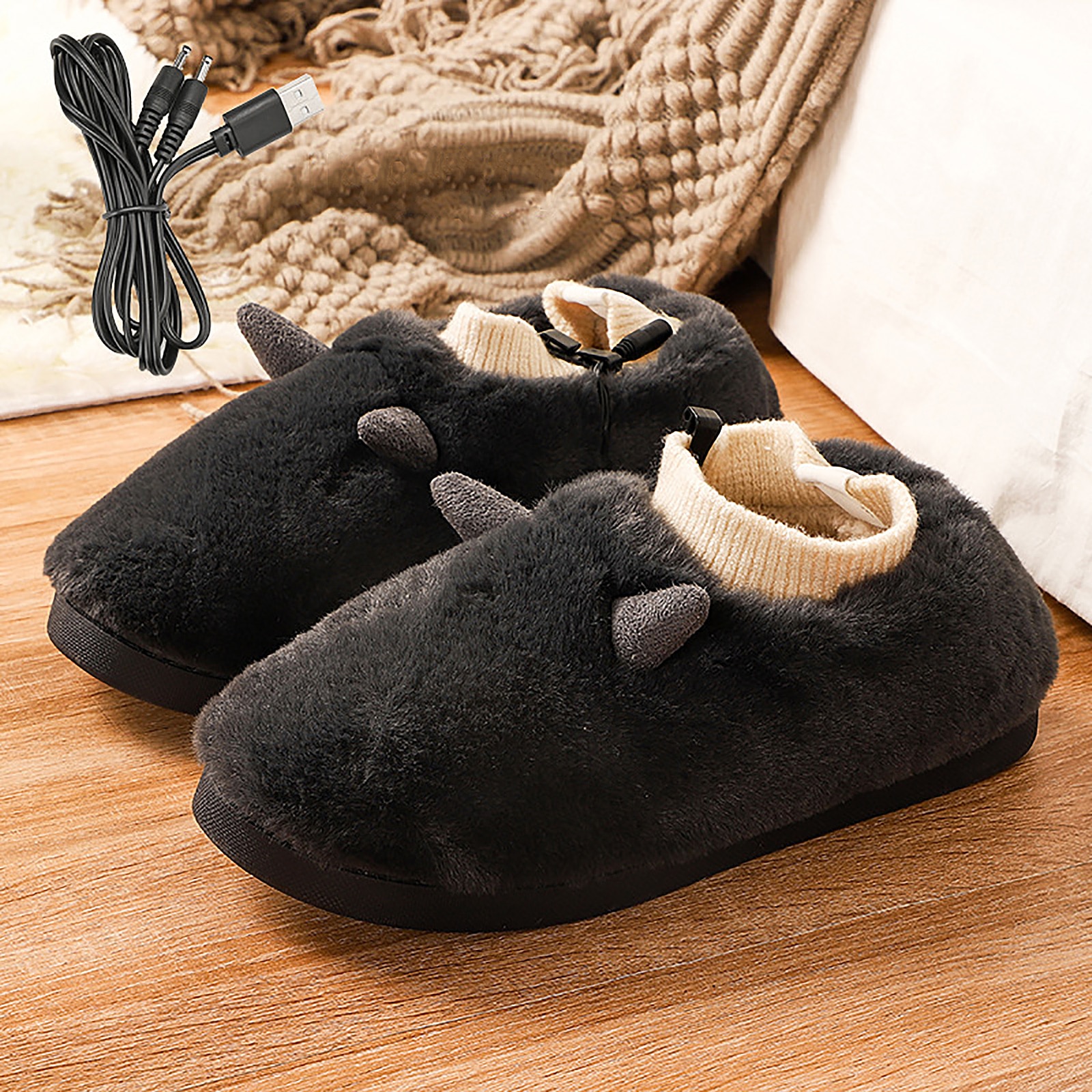 Heated Feet Warmer USB Foot Warmers Winter Shoes Plush Cute Removable And Washable Slippers