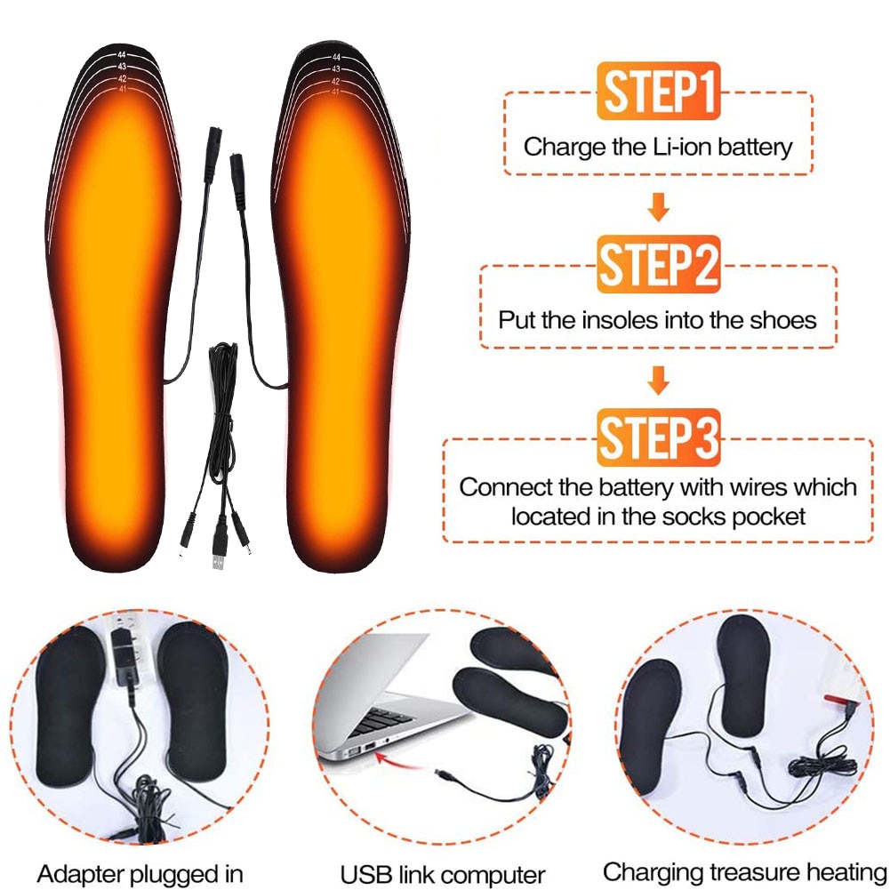 USB Heated Shoe Insoles Electric Foot Warming Pad Feet Warmer Sock Pad Mat Winter Outdoor Sports Heating Insole Winter Warm