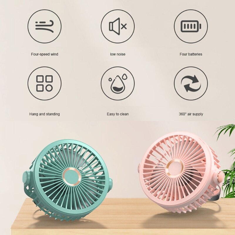 5000/10000mAh USB Rechargeable Ceiling Fan Hanging Fan for Camping Tent Bed Home Travel climb mountain dorm room J23 21