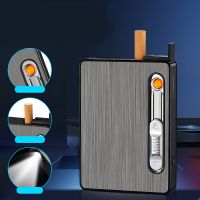 USB Rechargeable Lighter 10 Pack Cigarette Case Windproof Lighter 3-in-1 Multifunctional Rechargeable Cigarette Case