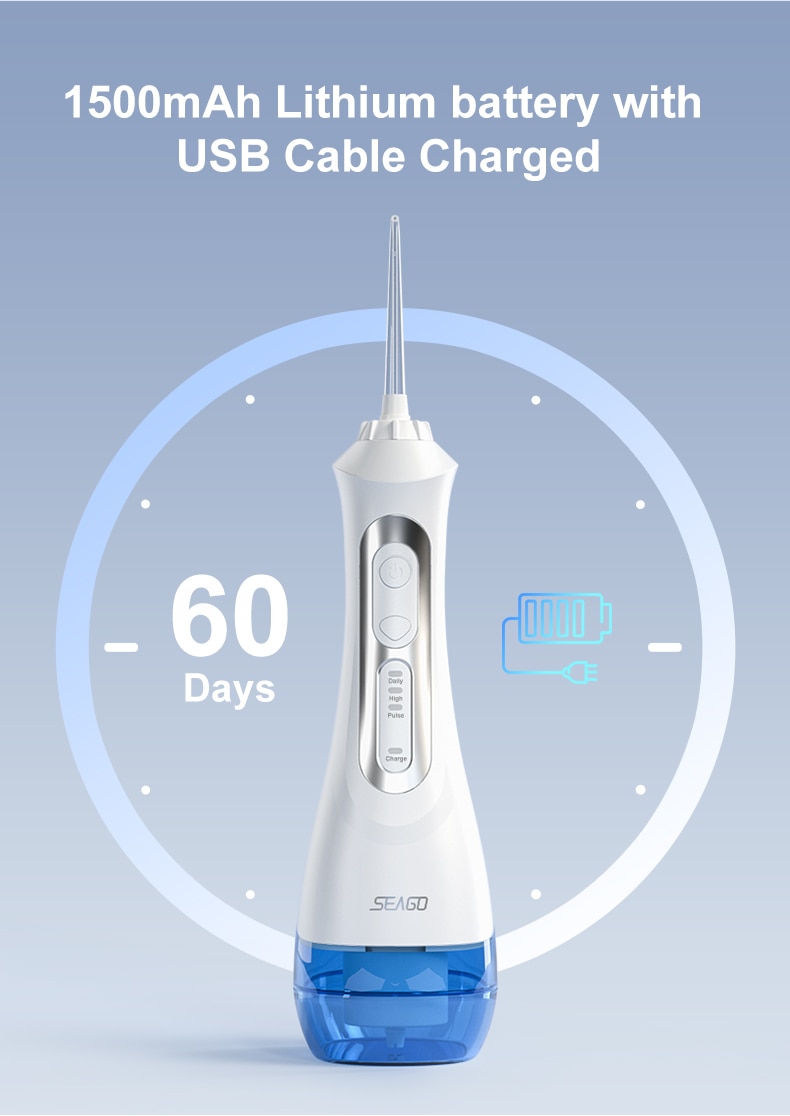 USB Rechargeable Water Flosser Oral Irrigator Dental Portable 3 Modes 200ML Tank Water Jet Waterproof IPX7 Home