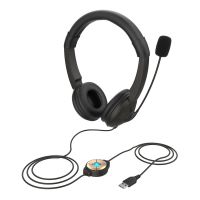 USB Wired Headset with Noise Cancelling Computer Headphone Call Center Earphones Volume Control Speaker Adjustable Headband