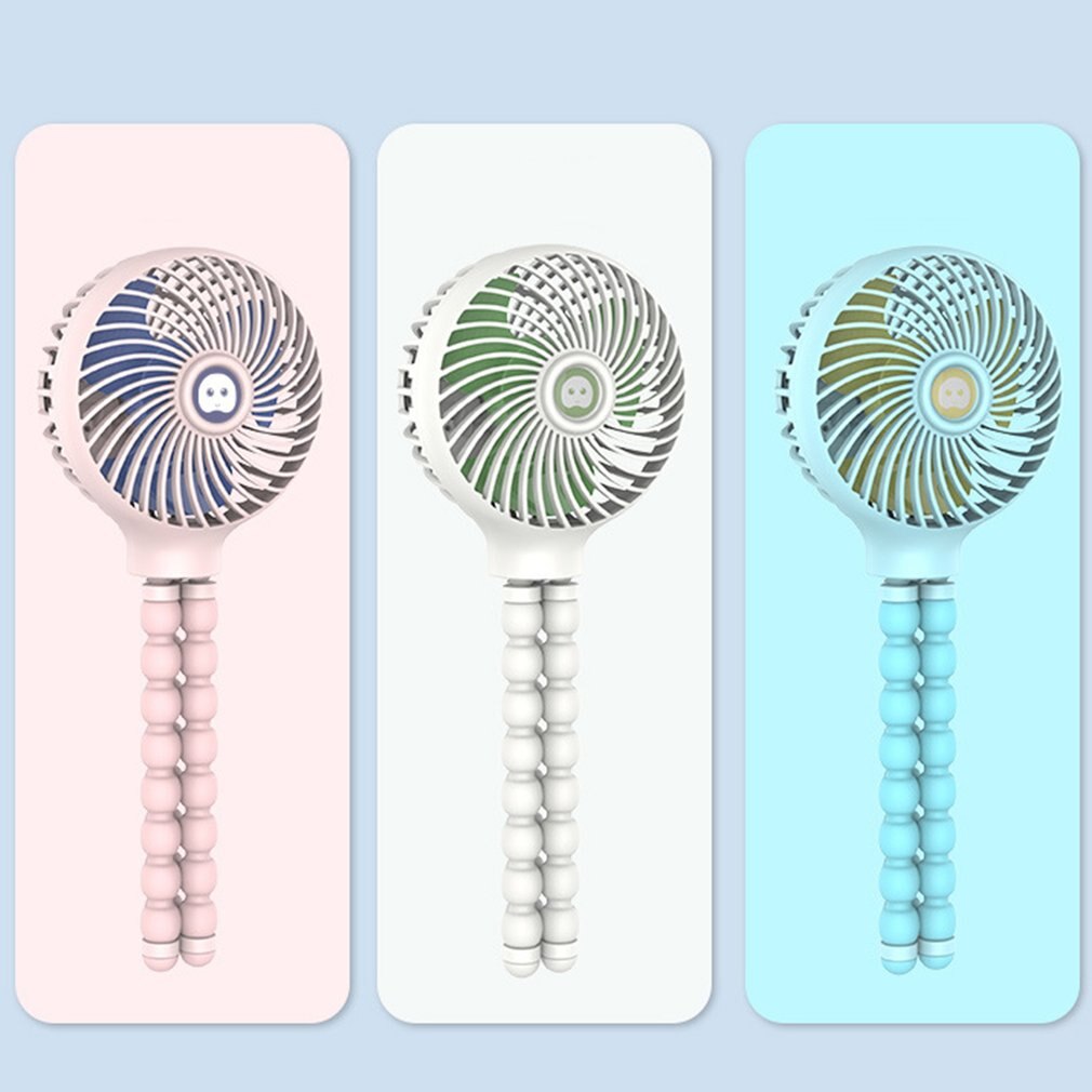 USB With Lamp Octopus Deformation Bracket Fan Silent Handheld Durable Fan Portable Bladeless Neck-mounted