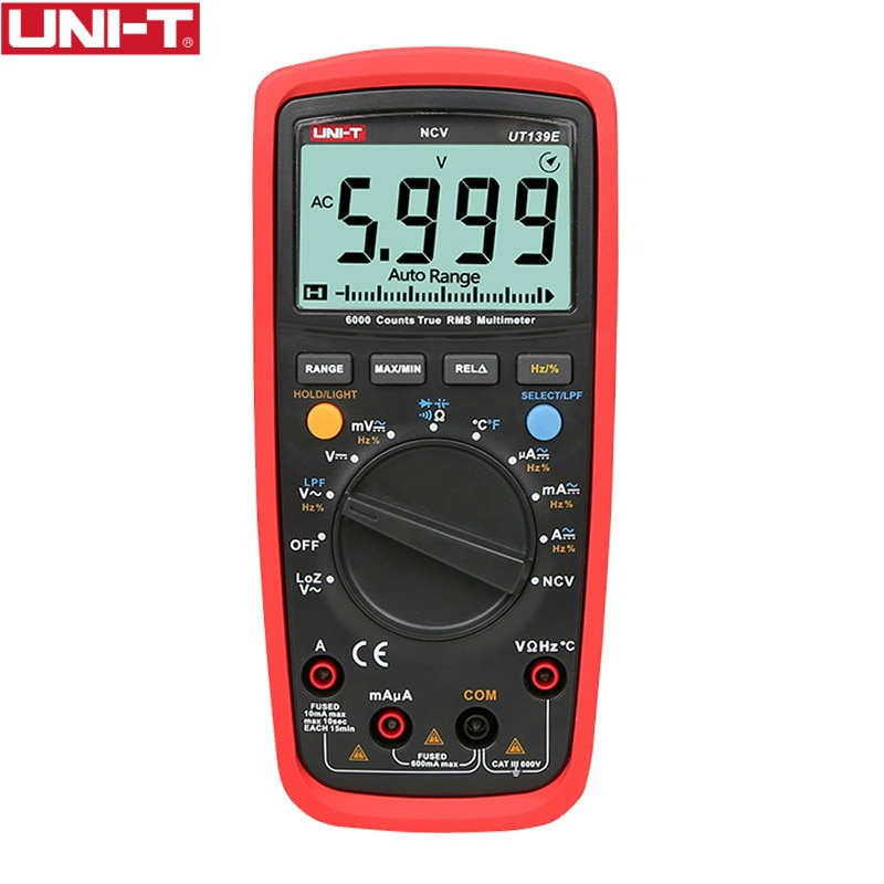 UNI-T UT139E True RMS Digital Multimeter Temperature Probe LPF pass filter LoZ LoZ (low impedance input) function/Temperature test EB