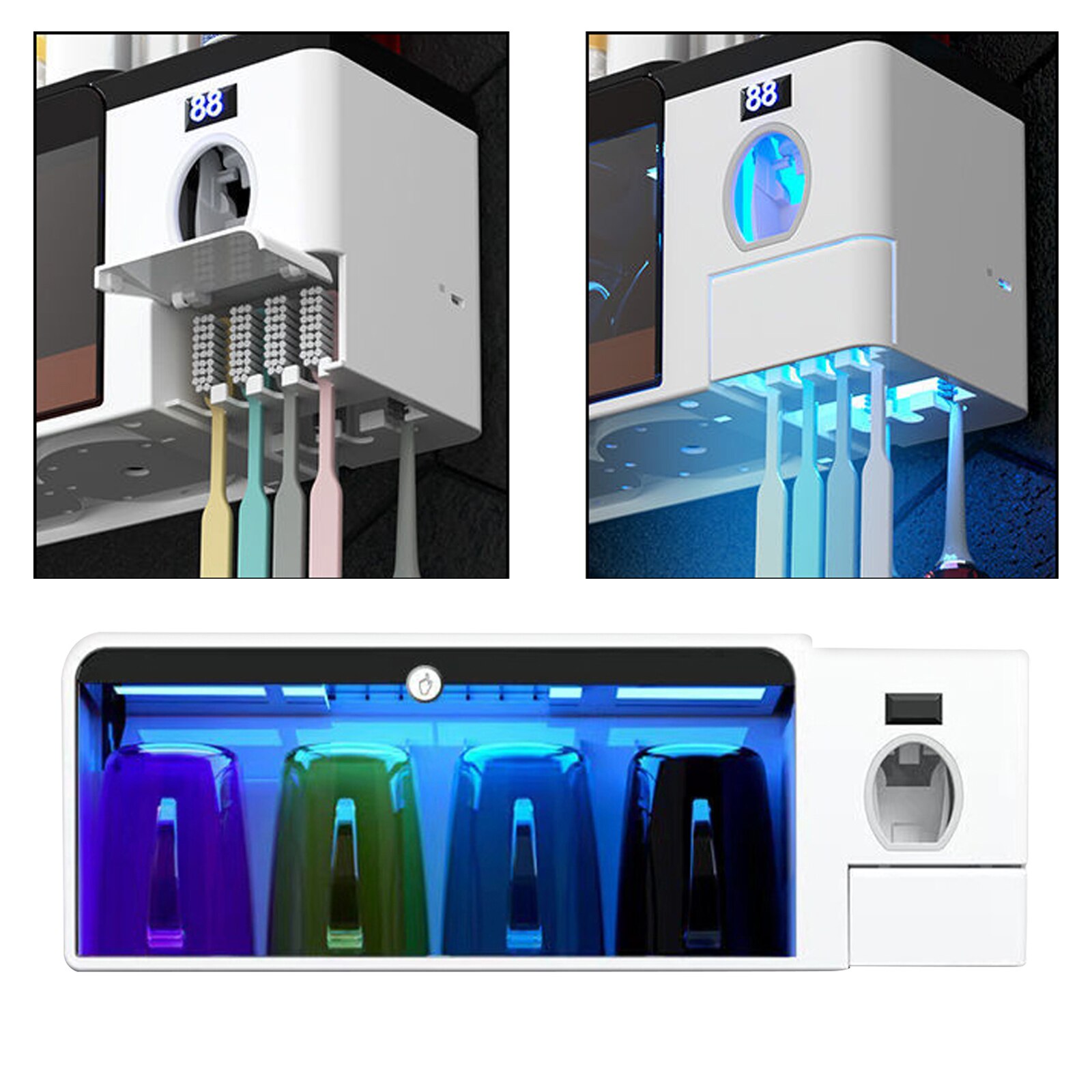 UV Toothbrush Holder Toothbrush Sanitizer Wall Mounted Electric UV Toothbrush Holder Toothbrush Organizer Sterilizer