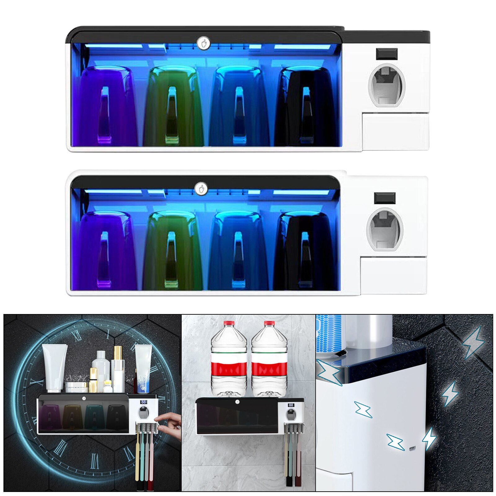 UV Toothbrush Holder Toothbrush Sanitizer Wall Mounted Electric UV Toothbrush Holder Toothbrush Organizer Sterilizer