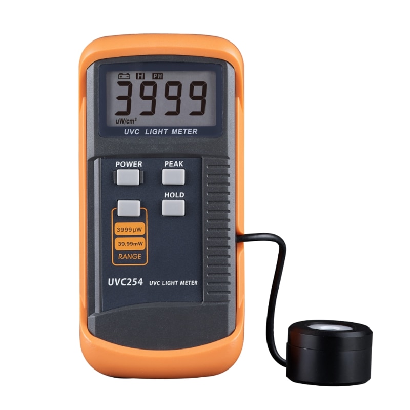 UVC254 UVC Light Meter Narrow-band Spectrum 248nm-262nm Digital UV Radiation Intensity Detector Resolution:1uW/cm2 UV Meter