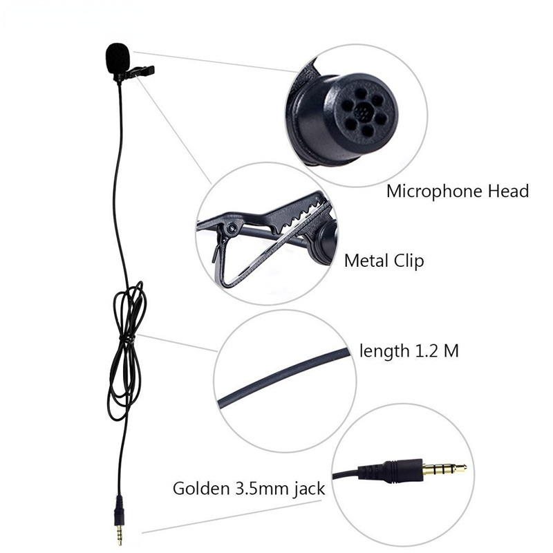 V01SP Lavalier Microphone Clip on Omni Condenser Portable Interview Lapel Mic for iPhone Android Smartphone Recording