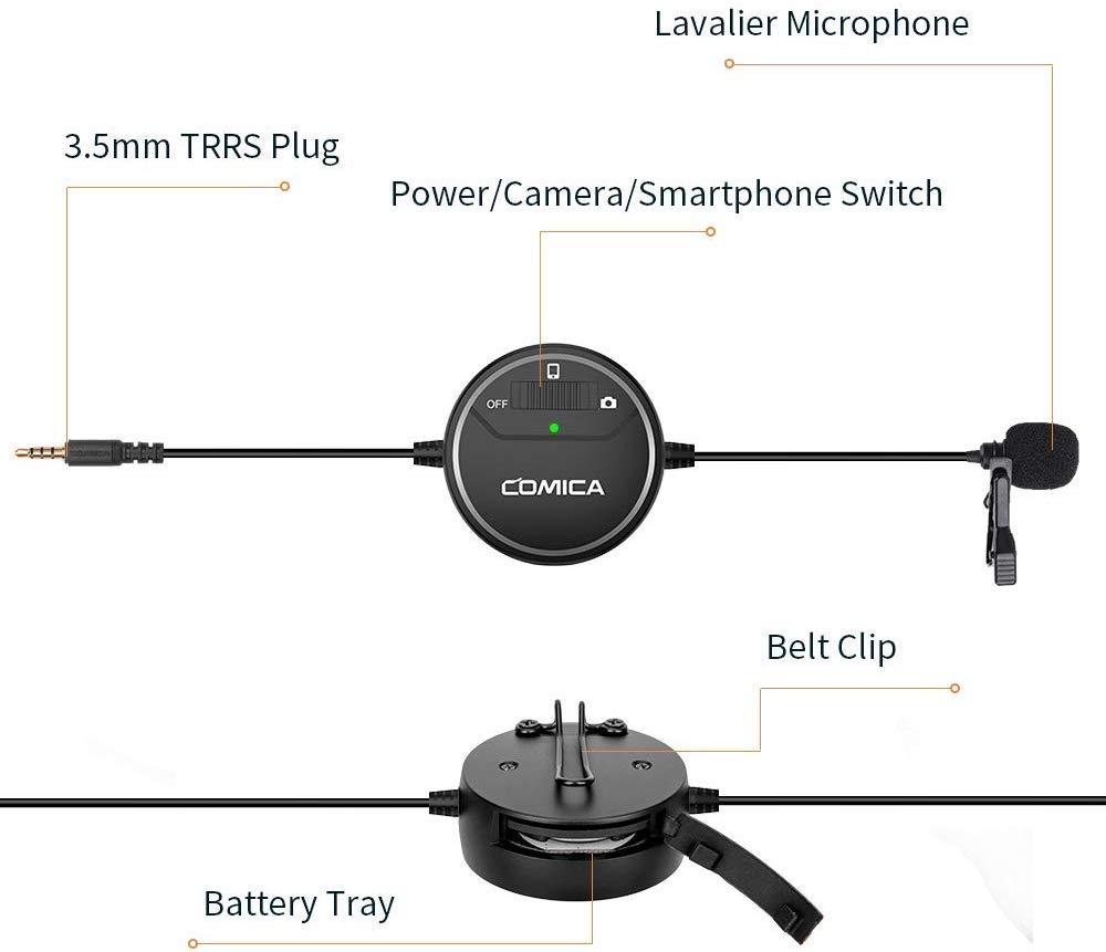 V03 Lavalier Lapel Microphone Clip-on Omnidirectional Condenser interview Microphone for iPhone Smartphone DSLR Cameras