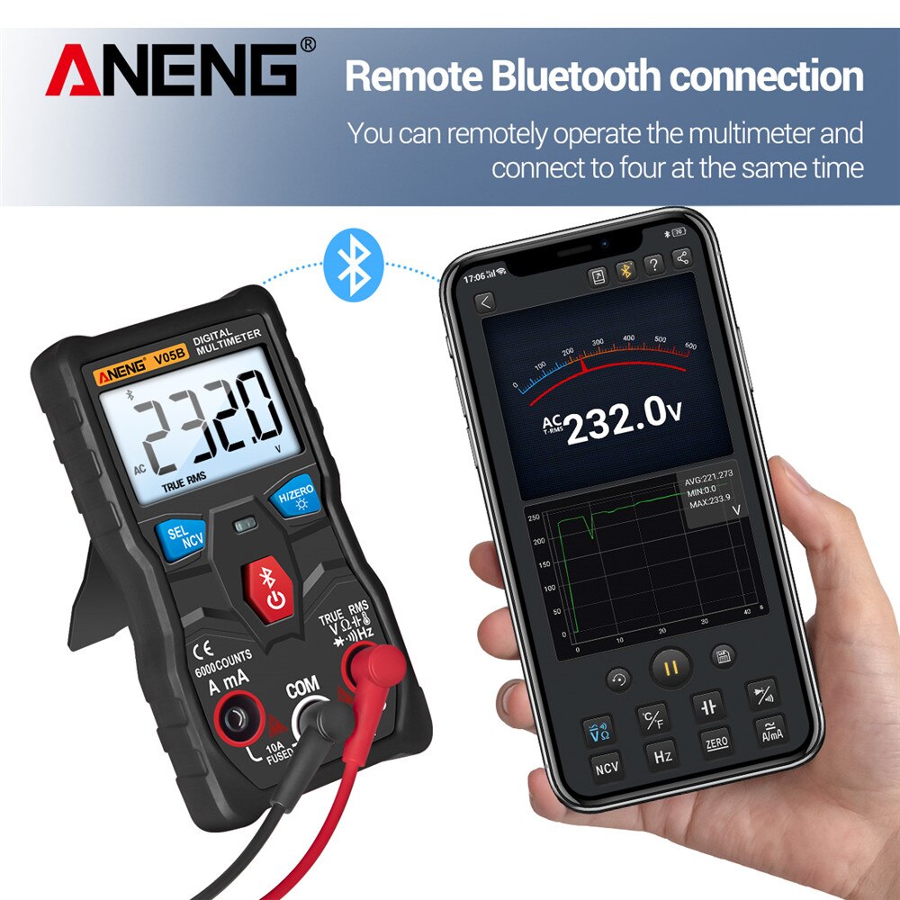 ANENG V05B Digital Bluetooth Multimeter Professional Multimetro 6000 Counts Analog AC/DC Currents Voltage Mini Testers True RMS