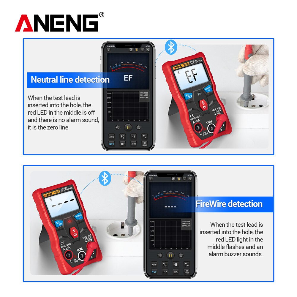 ANENG V05B Digital Bluetooth Multimeter Professional Multimetro 6000 Counts Analog AC/DC Currents Voltage Mini Testers True RMS