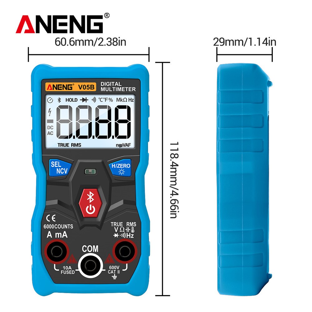 ANENG V05B Digital Bluetooth Multimeter Professional Multimetro 6000 Counts Analog AC/DC Currents Voltage Mini Testers True RMS