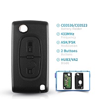 VA2/HU83 Blade 2 Buttons Remote Car Key Fob ASK For Peugeot 307 3008 308 408 433MHz ID46 7941 CE0536 CE0523 Flip Key