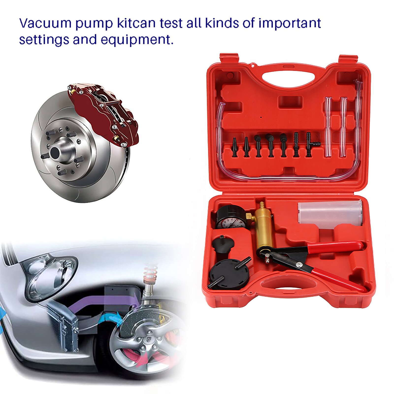 New Manual Vacuum Bleeding Brake Fluid Bleeder Tools Vacuum Pistol Pump Tester Kit Aluminum Pump Pressure Vacuum Gauge
