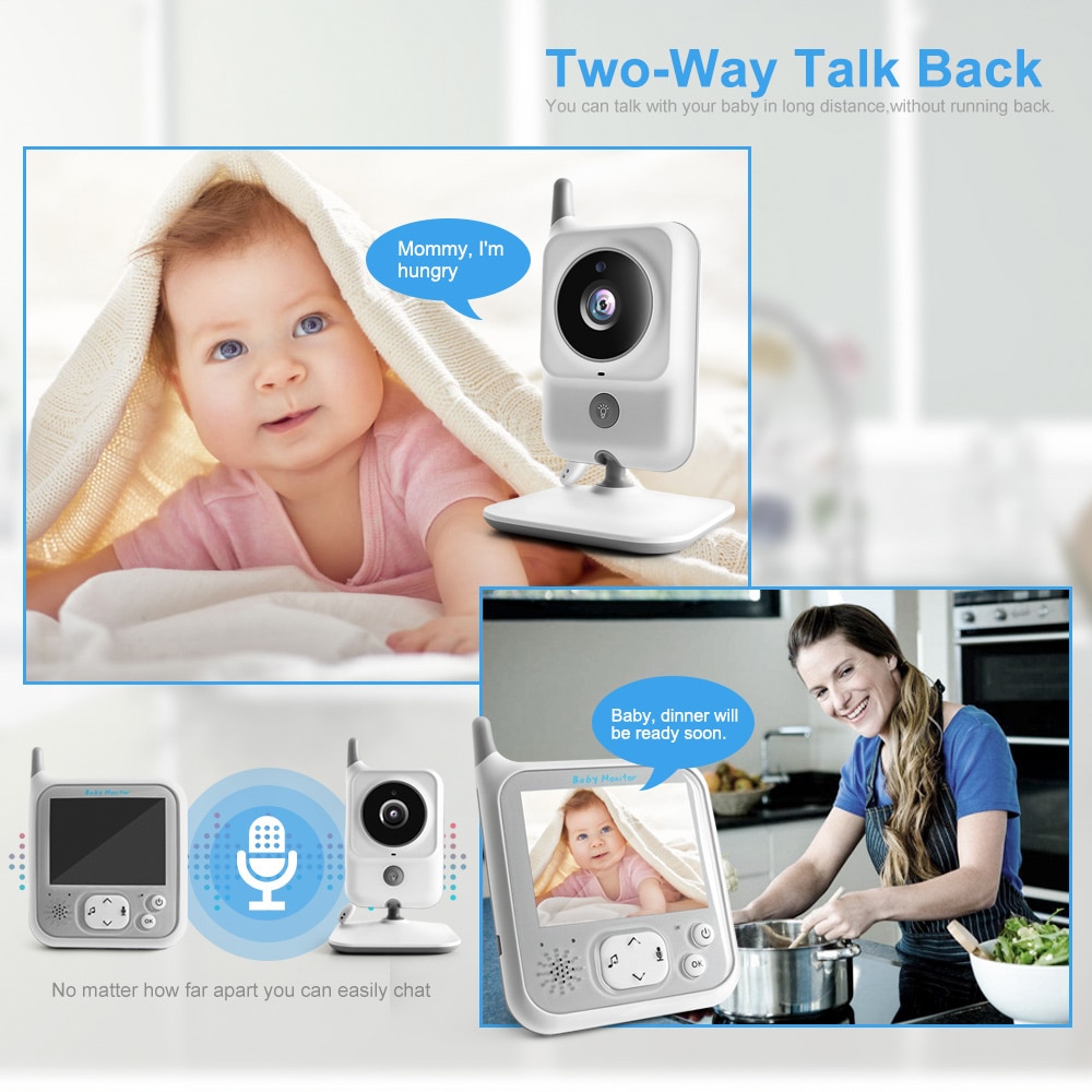 VB607 Video Baby Monitor 2.4G Wireless 3.2 Inches LCD Two Way Audio Talk Night Vision Surveillance Security Camera Babysitter