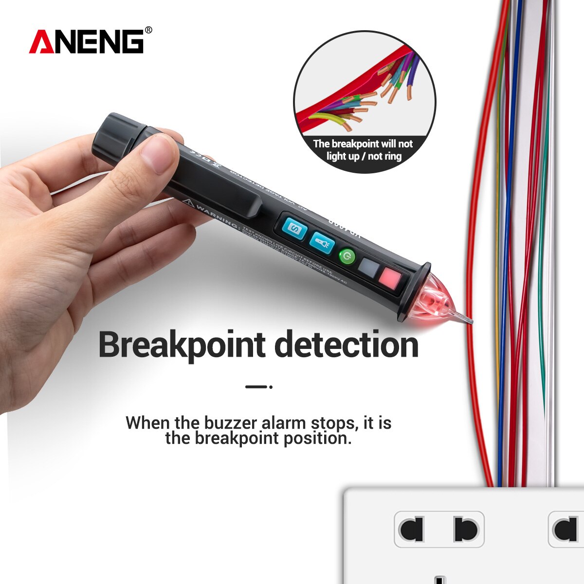 ANENG VD409B Non-Contact AC Voltage Detector Tester Meter 12V-1000v Pen Style Electric Indicator LED Outlet Voltage Dectetor