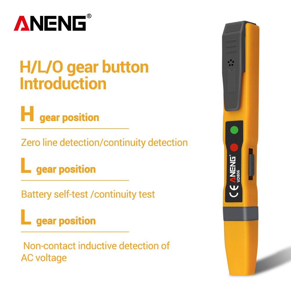 VD806 Non-Contact Inductive Continuity Detector Pen AC/DC Voltage Meter Electric Compact Pen Voltage Battery Test Pencil