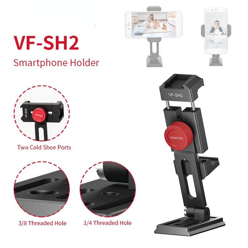 VF-SH2 Smartphone Holder Mount Adapter with Cold Shoes Rotate Vertical and Horizontal for iPhone Samsung Android Phones