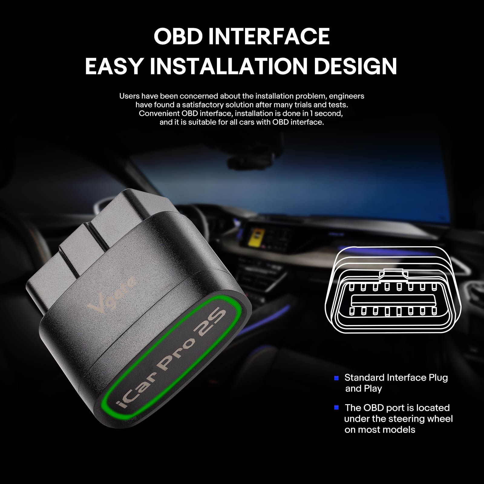 Vgate iCar Pro 2S Bluetooth OBD-II Diagnostic Adapter Work on iOS/Android/Windows for OBD2/EOBD Vehicles
