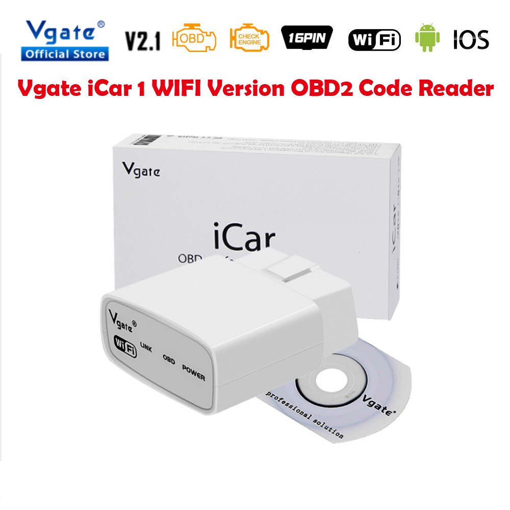 Vgate  iCar1 Wifi Bluetooth ELM327 V2.1 iCar 1 OBD2 Code Reader Scanner Support Android IOS and Windows,OBDII Protocols Car Accessories