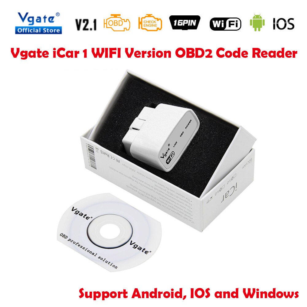 Vgate  iCar1 Wifi Bluetooth ELM327 V2.1 iCar 1 OBD2 Code Reader Scanner Support Android IOS and Windows,OBDII Protocols Car Accessories