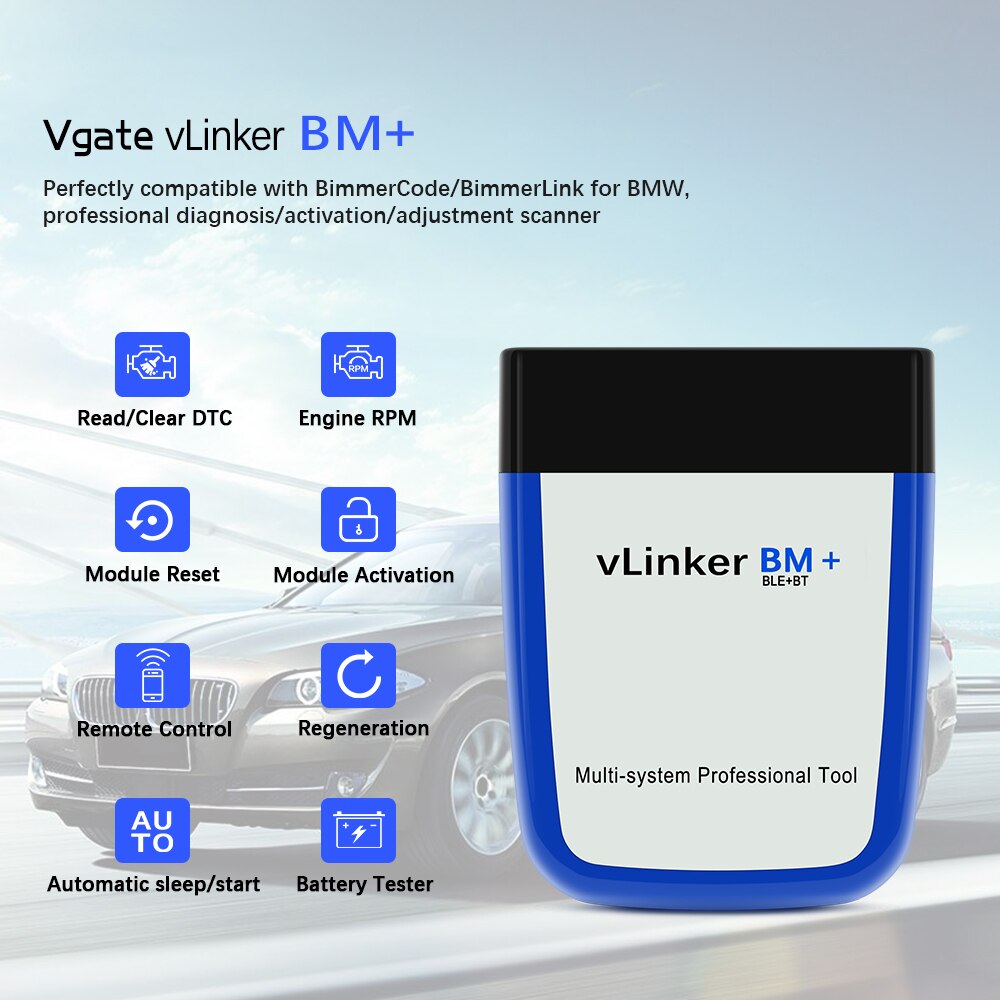 OBD2 Vgate vLinker BM ELM327 V2.2 For BMW Scanner wifi OBD 2 Car Diagnostic Auto Tool Bimmercode Bluetooth-Compatible ELM 327 V 1 5