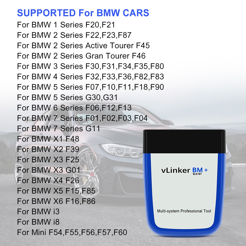 OBD2 Vgate vLinker BM ELM327 V2.2 For BMW Scanner wifi OBD 2 Car Diagnostic Auto Tool Bimmercode Bluetooth-Compatible ELM 327 V 1 5