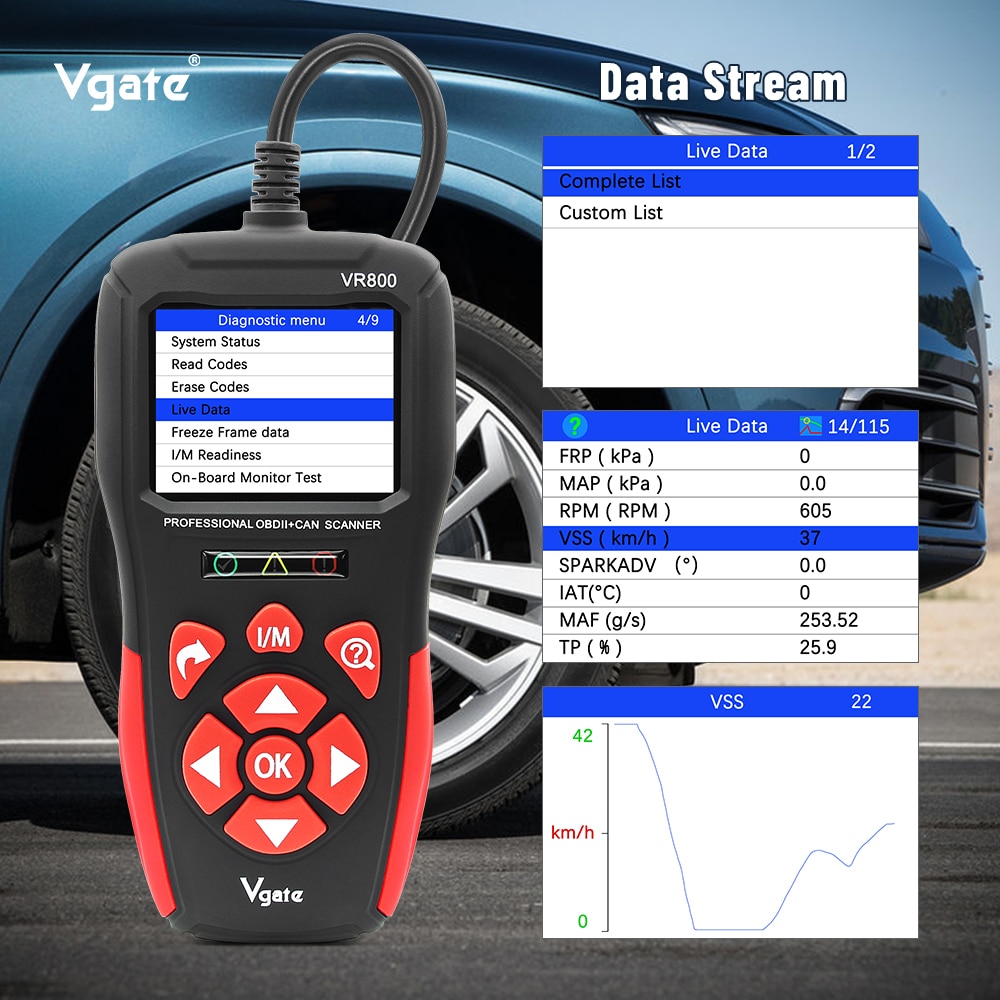 Vgate VR800 OBD2 Scanner Car Diagnostic Auto Scanner Code Reader Scan Tools Automotive Diagnostic Tool OBD 2 PK AS500 ELM327