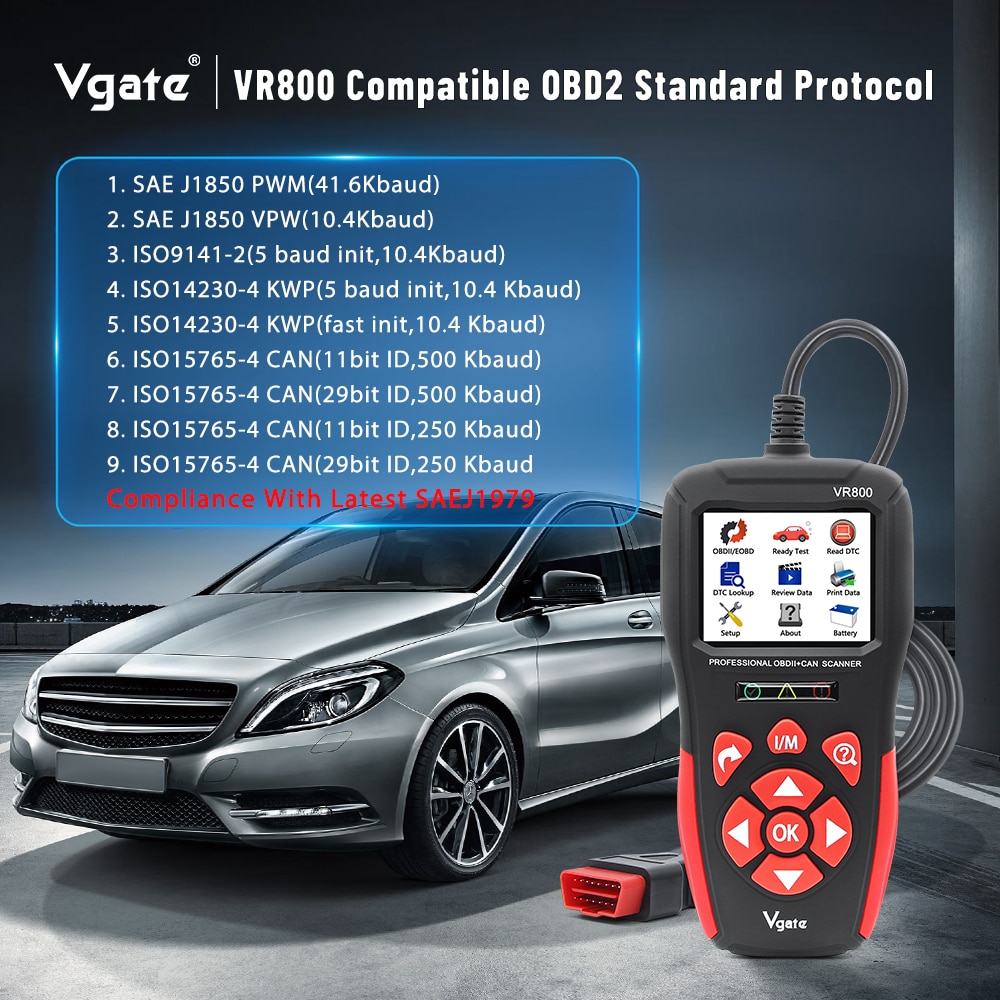 Vgate VR800 OBD2 Scanner Car Diagnostic Auto Scanner Code Reader Scan Tools Automotive Diagnostic Tool OBD 2 PK AS500 ELM327