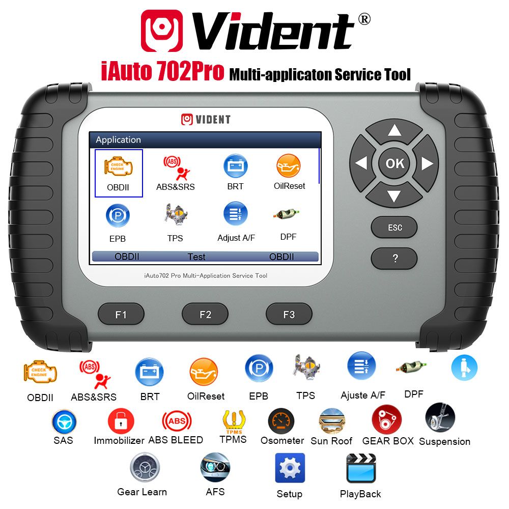 VIDENT iAuto 702 Pro Multi-applicaton Service Tool Support ABS/SRS/EPB/DPF Update to 19 Maintenances 3 Years Free Update Online iAuto702 Pro 702Pro