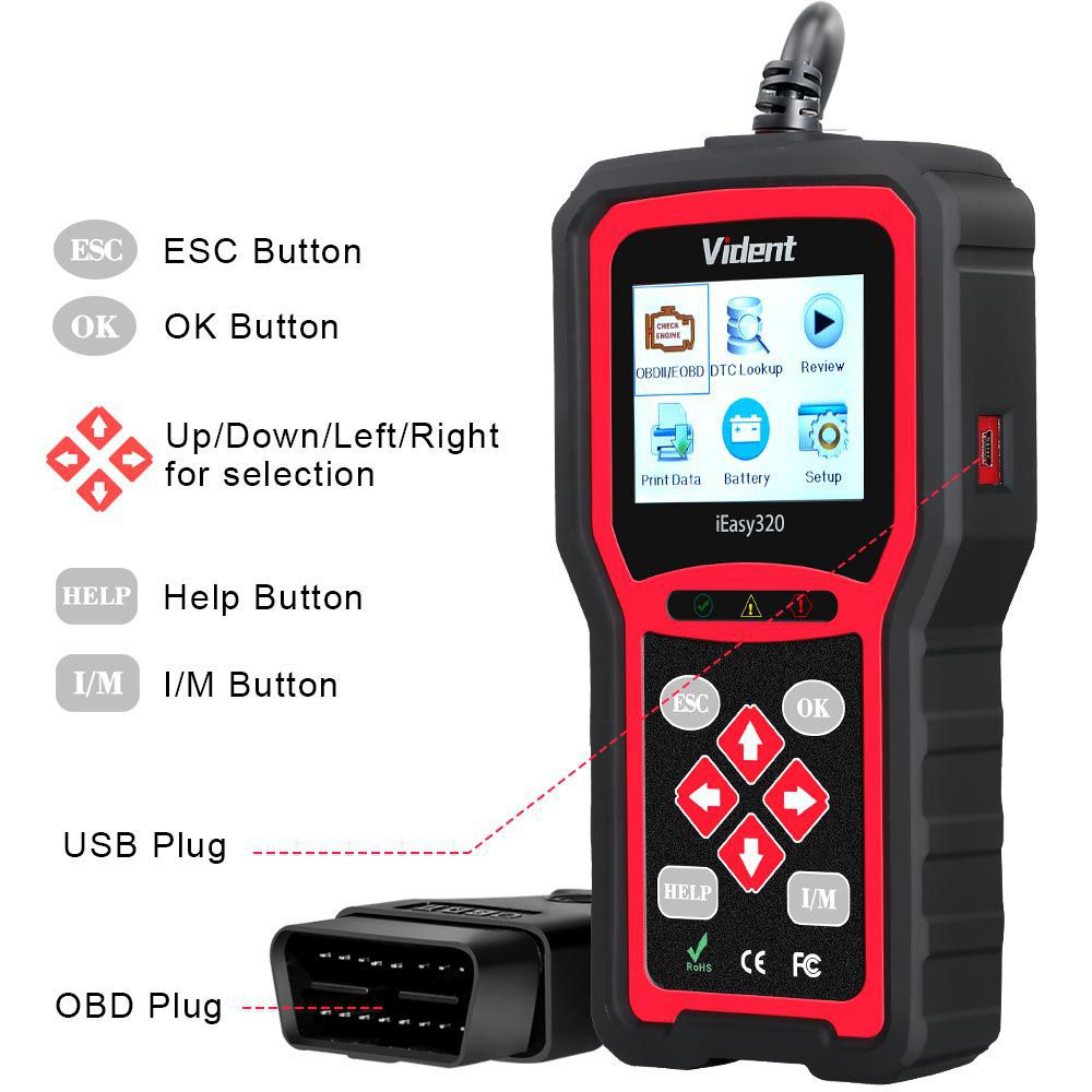 VIDENT iEasy320 OBDII/EOBD+CAN Code Reader