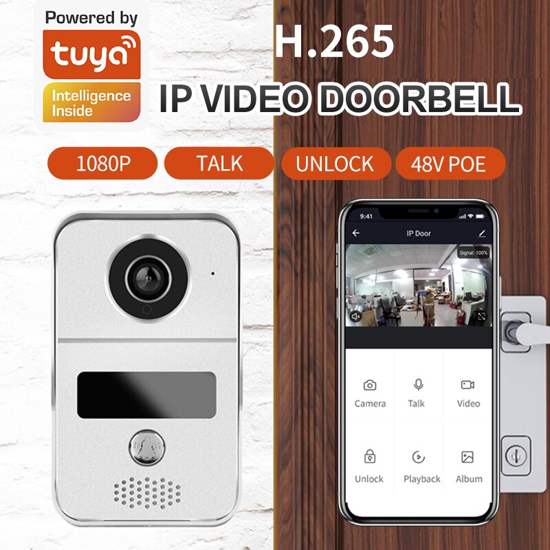 H.265 IP Video Doorbell 1080P Smart WiFI Tuya App Home Intercom System Wireless Full Duplex Talk Photo Video Door Bell Camera