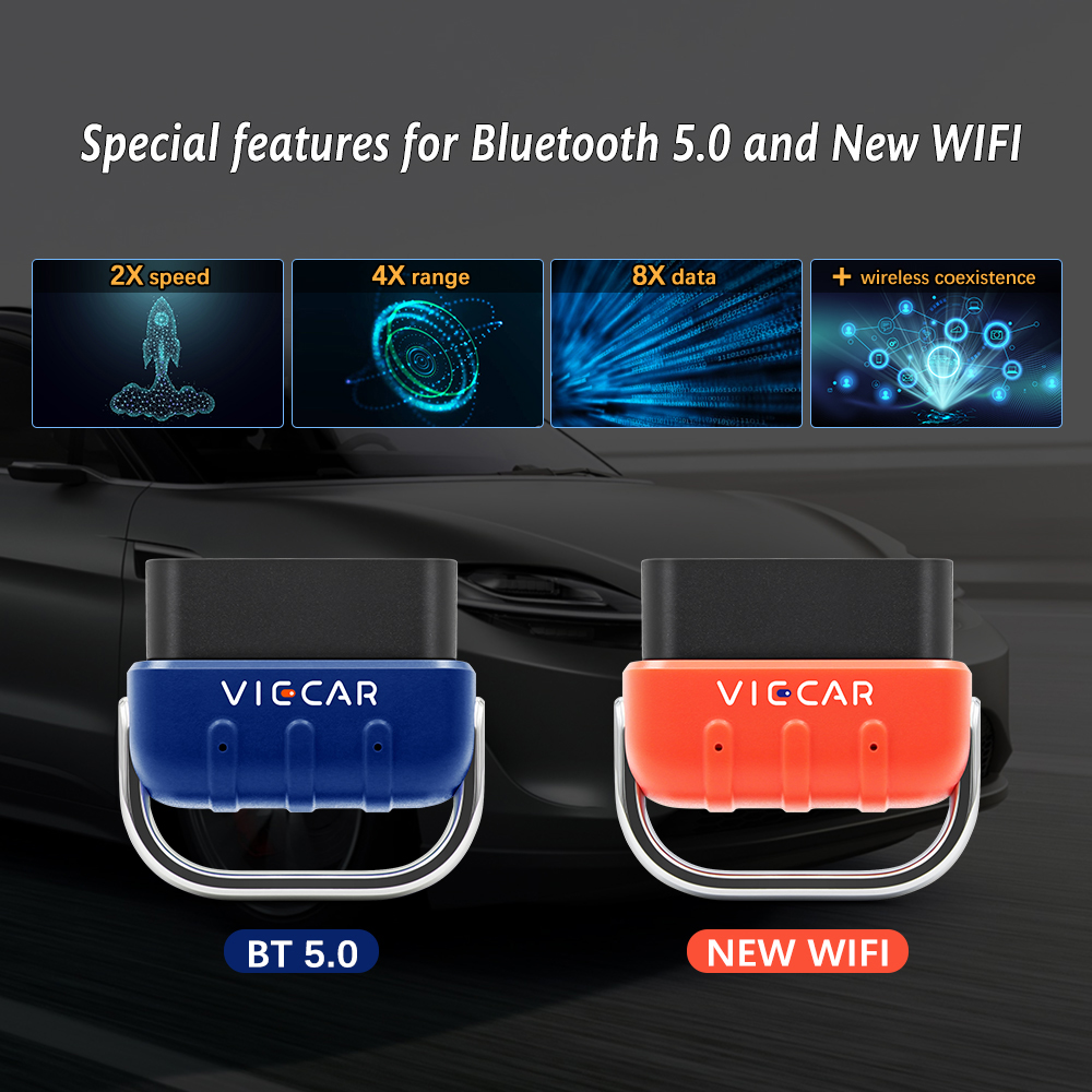 Viecar VP005 Viecar VP006 ELM 327 V2.2 Bluetooth 5.0 PIC18F25K80 WIFI ELM327 OBD2 Scanner for Android/IOS OBD Diagnostic Tool