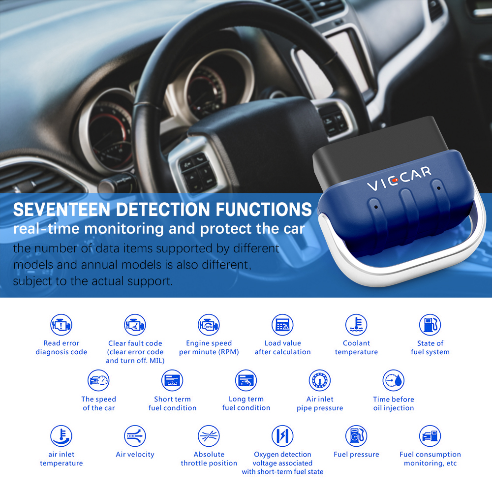 Viecar VP005 Viecar VP006 ELM 327 V2.2 Bluetooth 5.0 PIC18F25K80 WIFI ELM327 OBD2 Scanner for Android/IOS OBD Diagnostic Tool