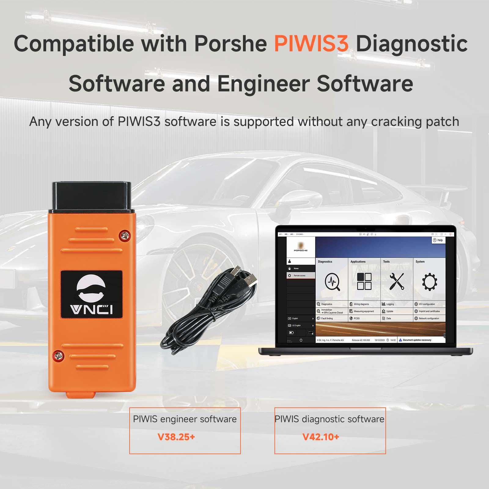 2024 VNCI PT3G Diagnostic Scanner for PIWIS Supports DOIP CANFD USB WiFi and LAN connection Plug and Play