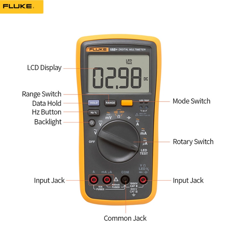 F18B + LED tester AC / DC voltage and current digital multimeter digital voltage tester voltage resistance capacitance test