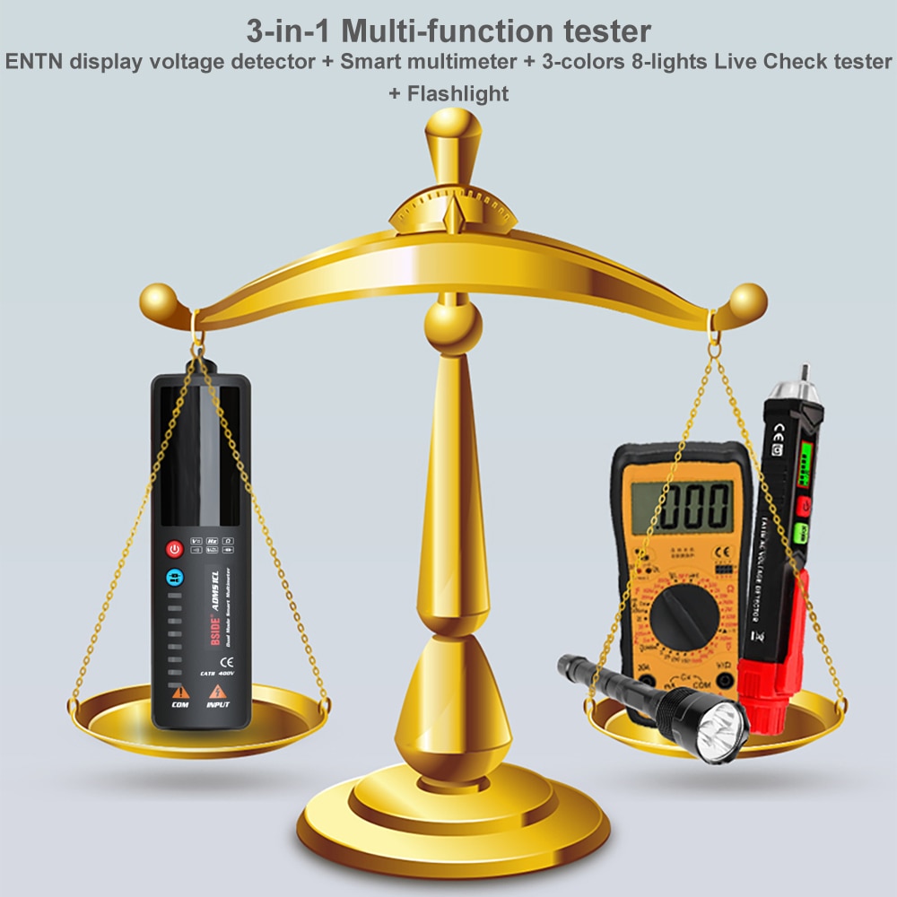 Voltage Detector Tester ADMS1 2.4"LCD Non contact Live wire Indicator Electric Pen Voltmeter Multimeter NCV Continuity Hz Test