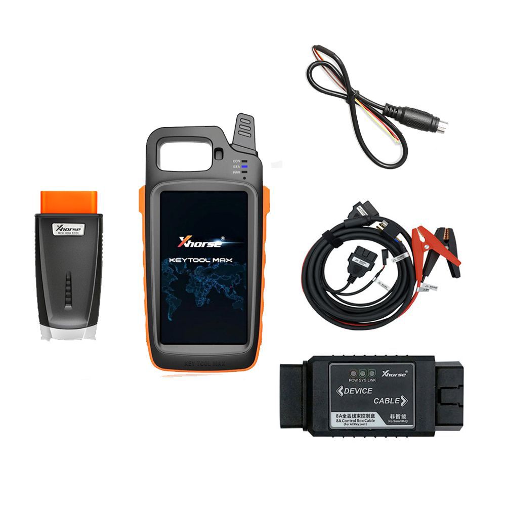 Xhorse VVDI Key Tool Max with MINI OBD Tool Key Programmer plus Toyota 8A All Keys Lost Adapter with Free Renew Soldering Cable