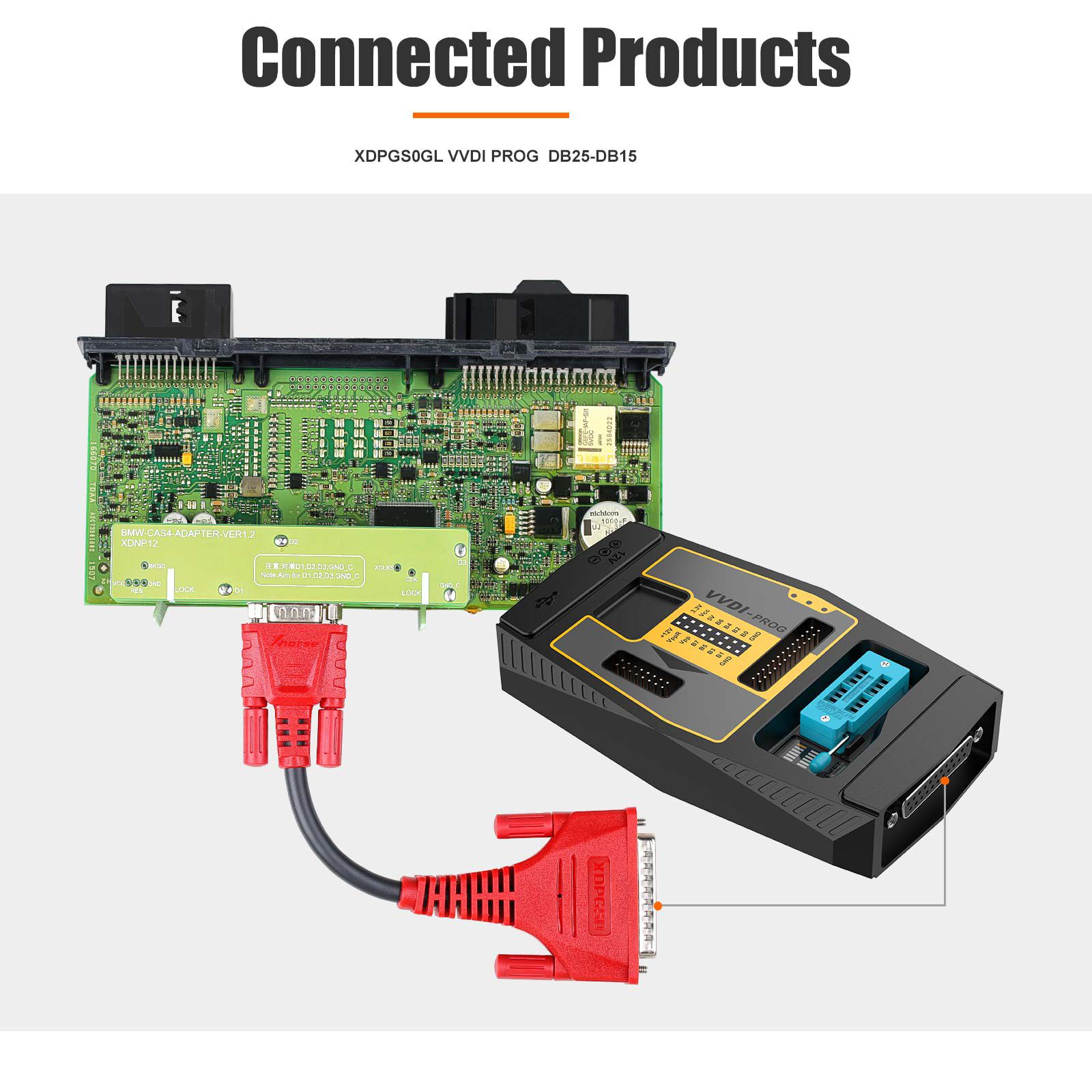 Xhorse VVDI Prog Programmer and XDPGSOGL DB25 DB15 Conector Work with Solder Free Adapter