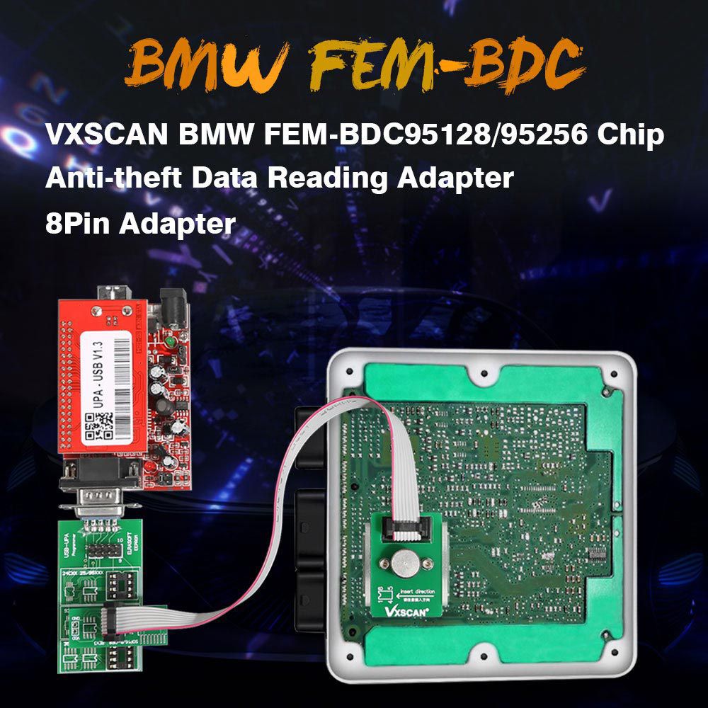 VXSCAN 8Pin Adapter BMW FEM-BDC 95128/95256 Chip Anti-theft Data Reading Adapter Work with VVDI Prog/CG Pro 9S12/Orange5/iProg+ /UPA USB Programmer