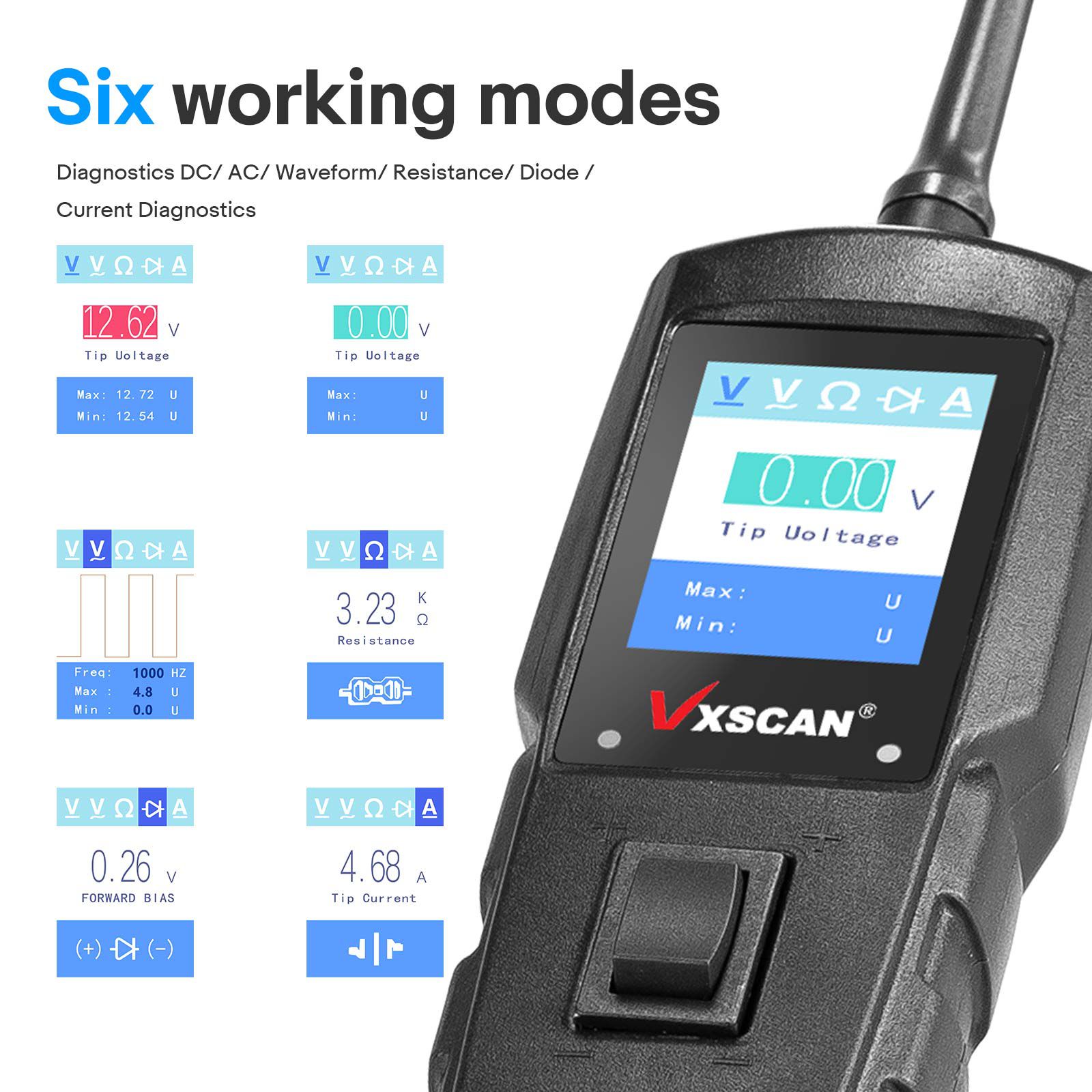 2024 VXSCAN PT1000 Electrical Tester DC/ AC/ Waveform/ Resistance/ Diode / Current Diagnostics