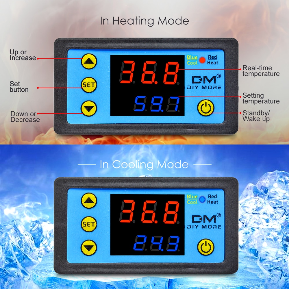 W3231 Temperature Controller DC12V 24V AC110V 220V Digital Thermostat Thermoregulator for Incubator Box Temperature Meter Test