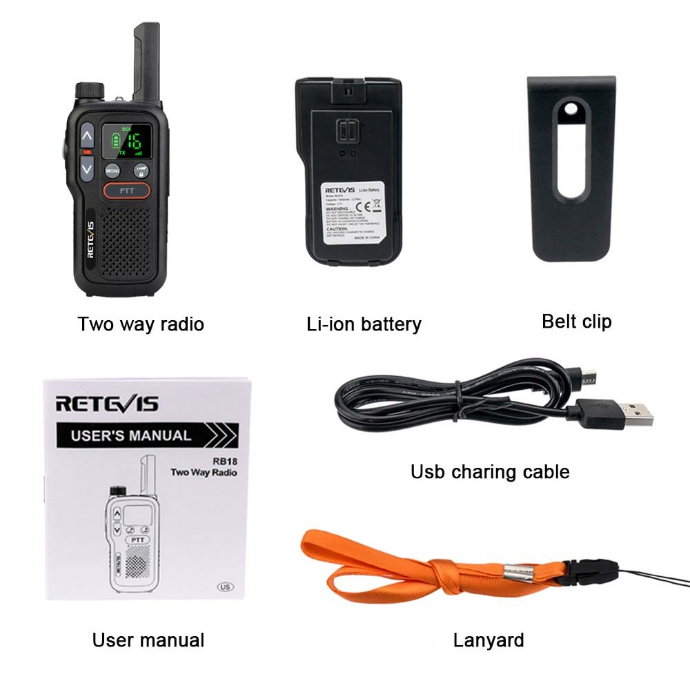 Retevis RB618 Mini Walkie Talkie Rechargeable Walkie-Talkies PTT PMR446 Long Range Portable Two-way Radio For Hunting