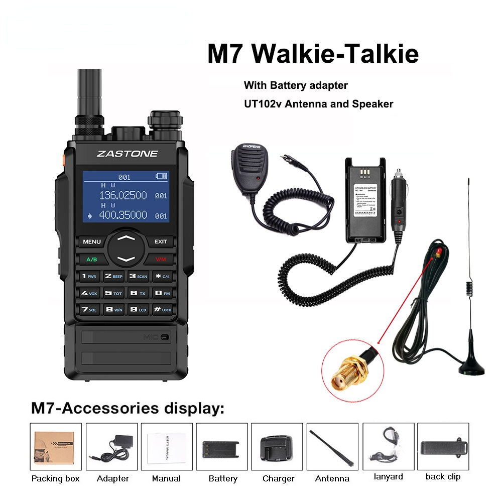 M7 dual band 5W walkie talkie 136-174 400-480mhz 250 channels 2600mah battery hf transceiver ham radio