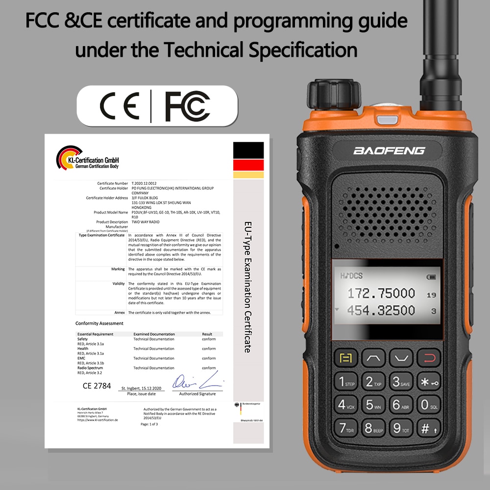 NEW 10W Baofeng UV-10R High Power 8000mAh Walkie Talkie Dual Band Transceiver Handheld With FCC&CE Two Way Radio