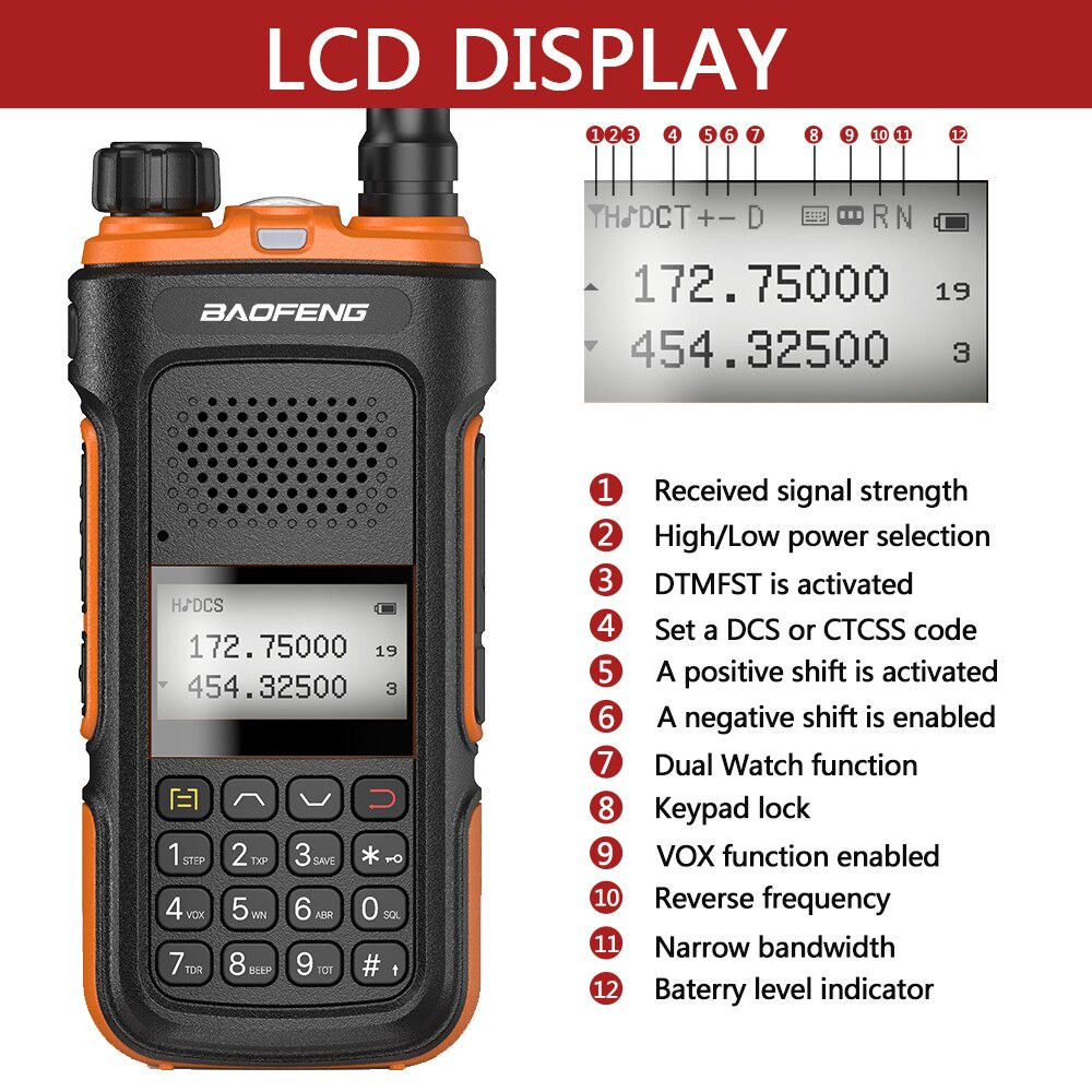 NEW 10W Baofeng UV-10R High Power 8000mAh Walkie Talkie Dual Band Transceiver Handheld With FCC&CE Two Way Radio
