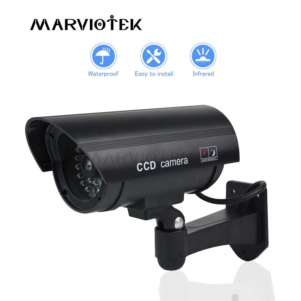 Waterproof Fake Camera Outdoor Dummy CCTV Camera With Flashing Red LED Realistic Look Bullet Indoor Home Security Fake Camera